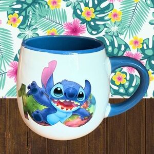 Disney Stitch 100th Anniversary Ceramic Mug, Blue Handle, 12 oz